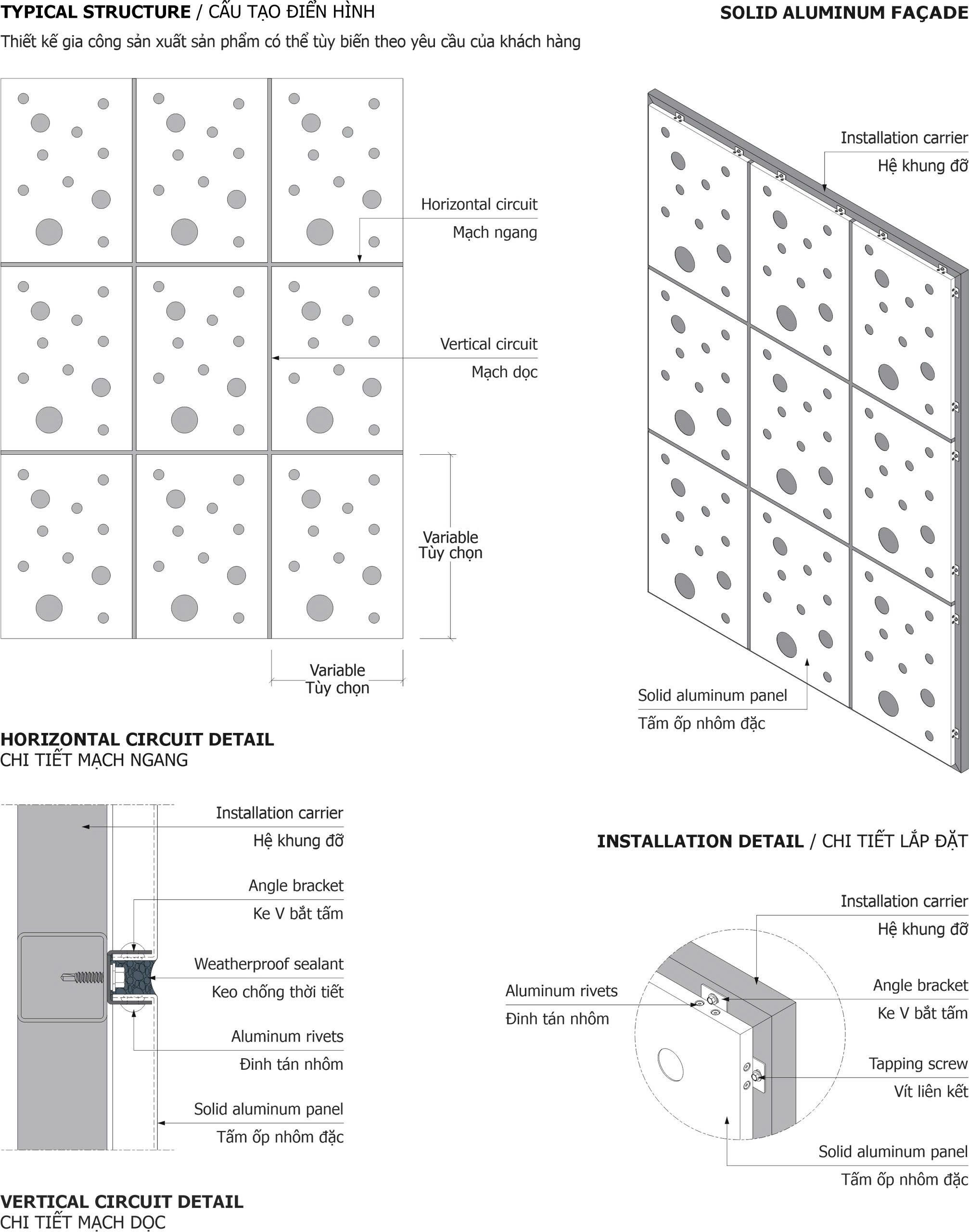 Tấm ốp nhôm mặt dựng bản vẽ